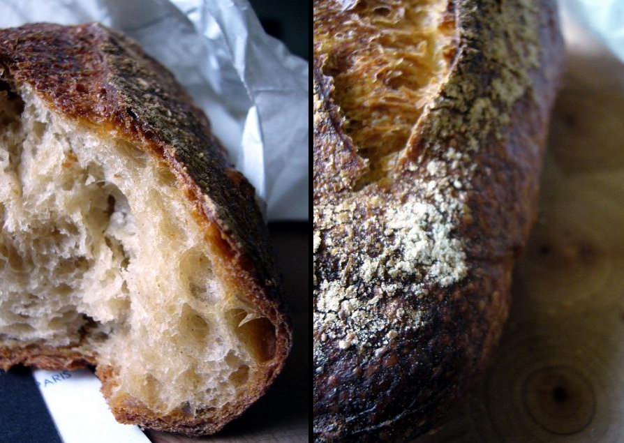 Vue rapprochée d'un pain rustique venant de la boutique "Des gâteaux et du pain" à Paris
