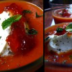 Gaspacho tomate et poivrons, confiture piment d'Espelette