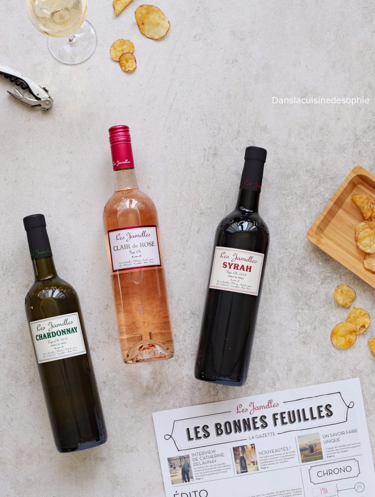 3 bouteilles de vin du vignoble des Lamelles dans le sud de la France