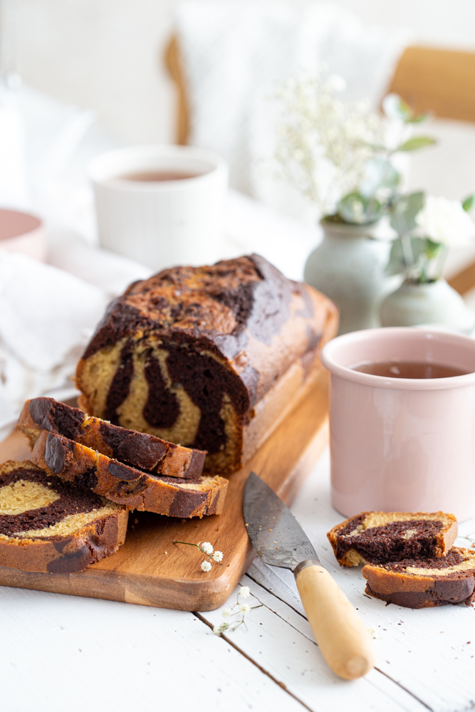 Gâteau marbré facile au yaourt vanille et cacao