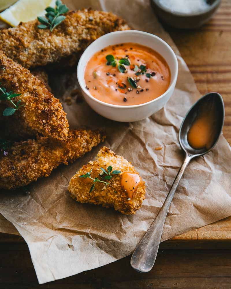 Filets de poulet panés cuisson Air Fryer avec sauce cocktail