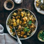 Pommes de terre cuisinées avec des piments doux des Landes et des oignons