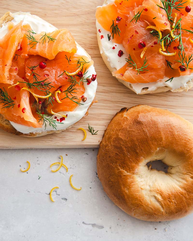 Bagel au saumon gravlax maison