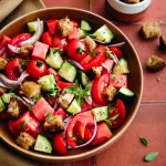Salade panzanella à la pastèque