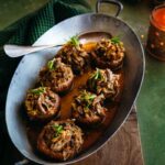 Champignons de Paris farcis au confit de canard