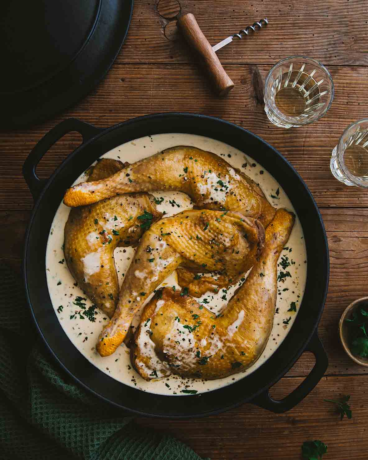 Poulet sauce vin blanc et crème