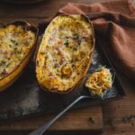 Courge spaghetti farcie lardons et fromage